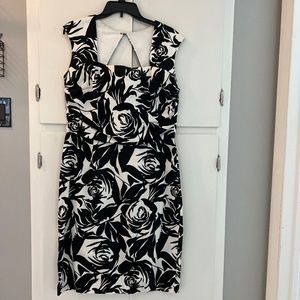 Black and white print dress; size M